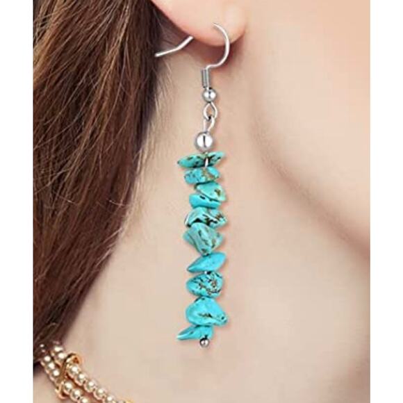 Turquoise Stack Drop Earrings - Picture 2 of 2